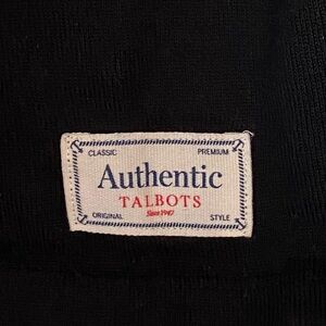 Talbots Authentic Tee, long sleeve 100% Cotton. Black, Red and Cream.Size L  EUC